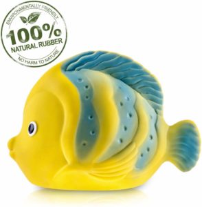 Pure Natural Rubber Baby Bath Toy - La the Butterfly Fish - Without Holes, BPA, PVC, Phthalates Free, All Natural, Textured for Sensory Play, Sealed Bath Rubber Toy, Hole Free Bathtub Toy for Babies